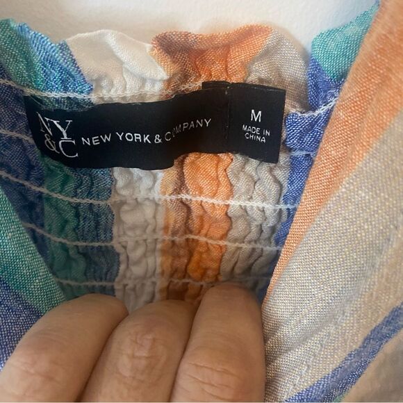 NY & Company Linen blend striped summer top size medium - Picture 8 of 9